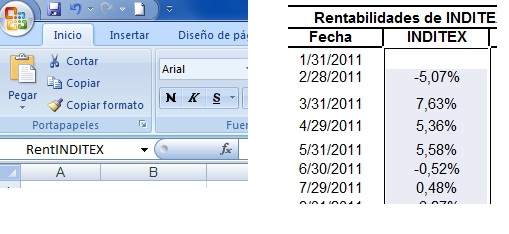 Cambiar nombre Rentabilidad para Calculo Coeficiente Beta en Excel